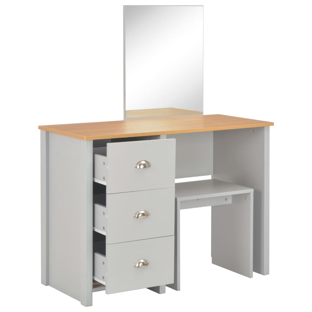 Dressing Table With Mirror And Stool Grey 104X45X131 Cm