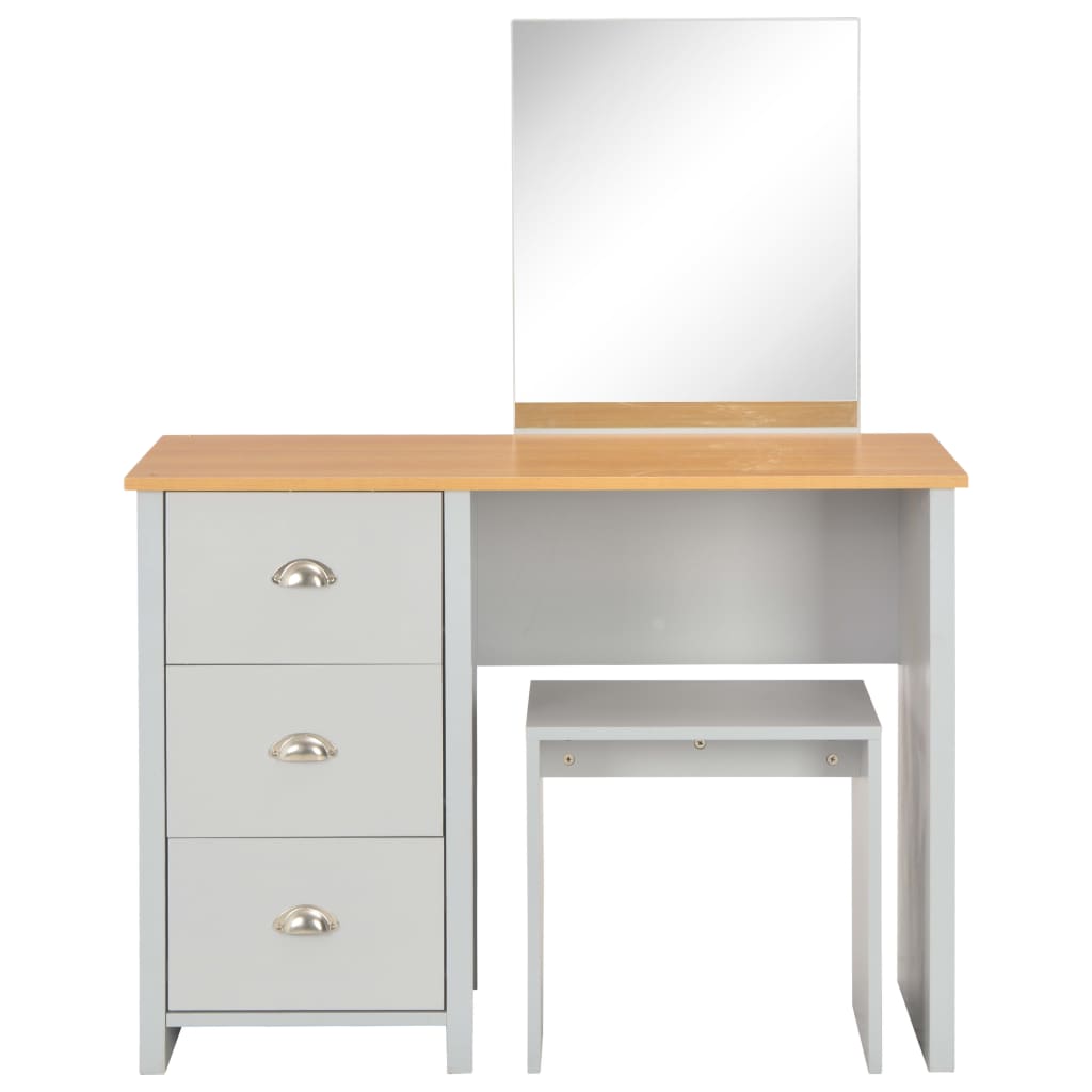 Dressing Table With Mirror And Stool Grey 104X45X131 Cm