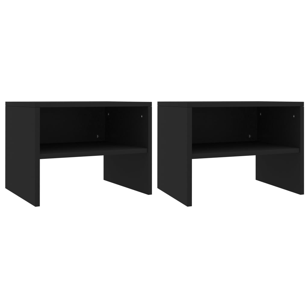 Bedside Cabinets 2 pcs Black 40x30x30 cm Engineered Wood