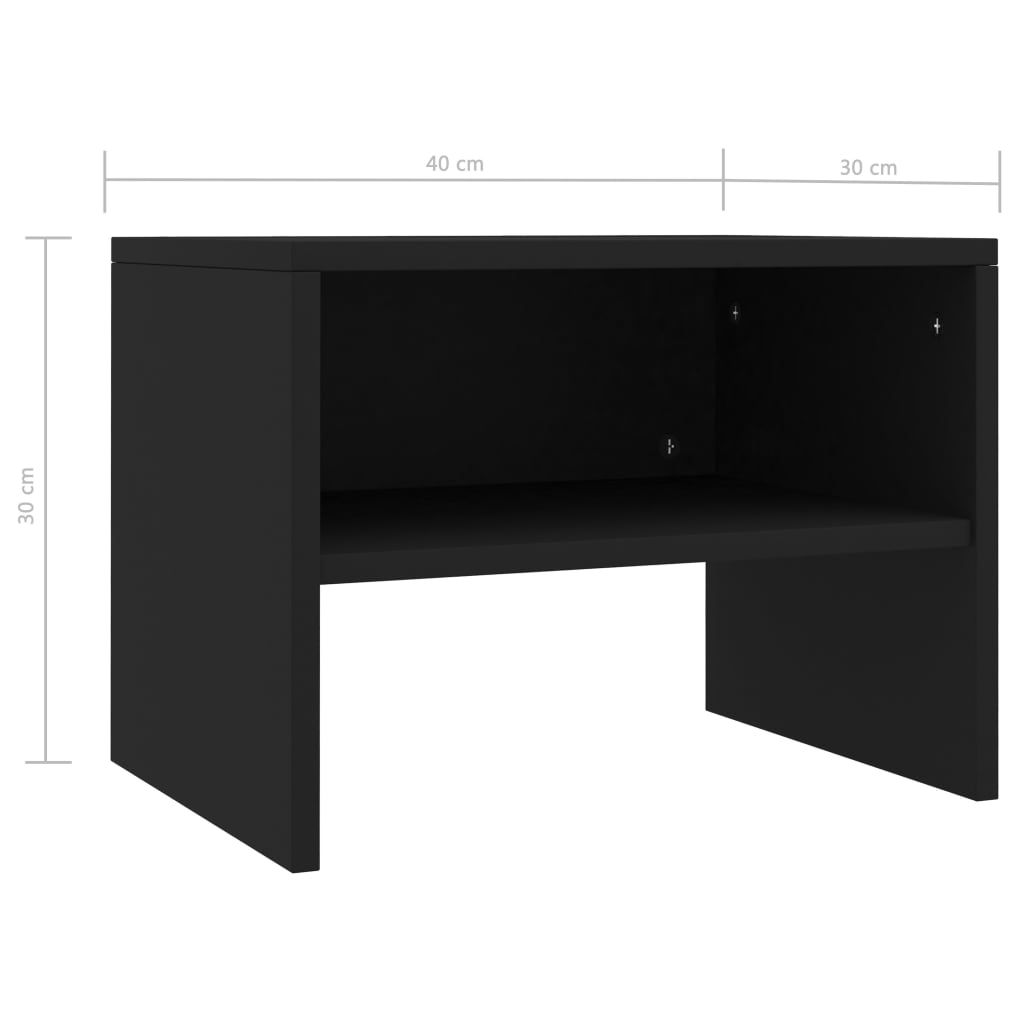 Bedside Cabinets 2 pcs Black 40x30x30 cm Engineered Wood