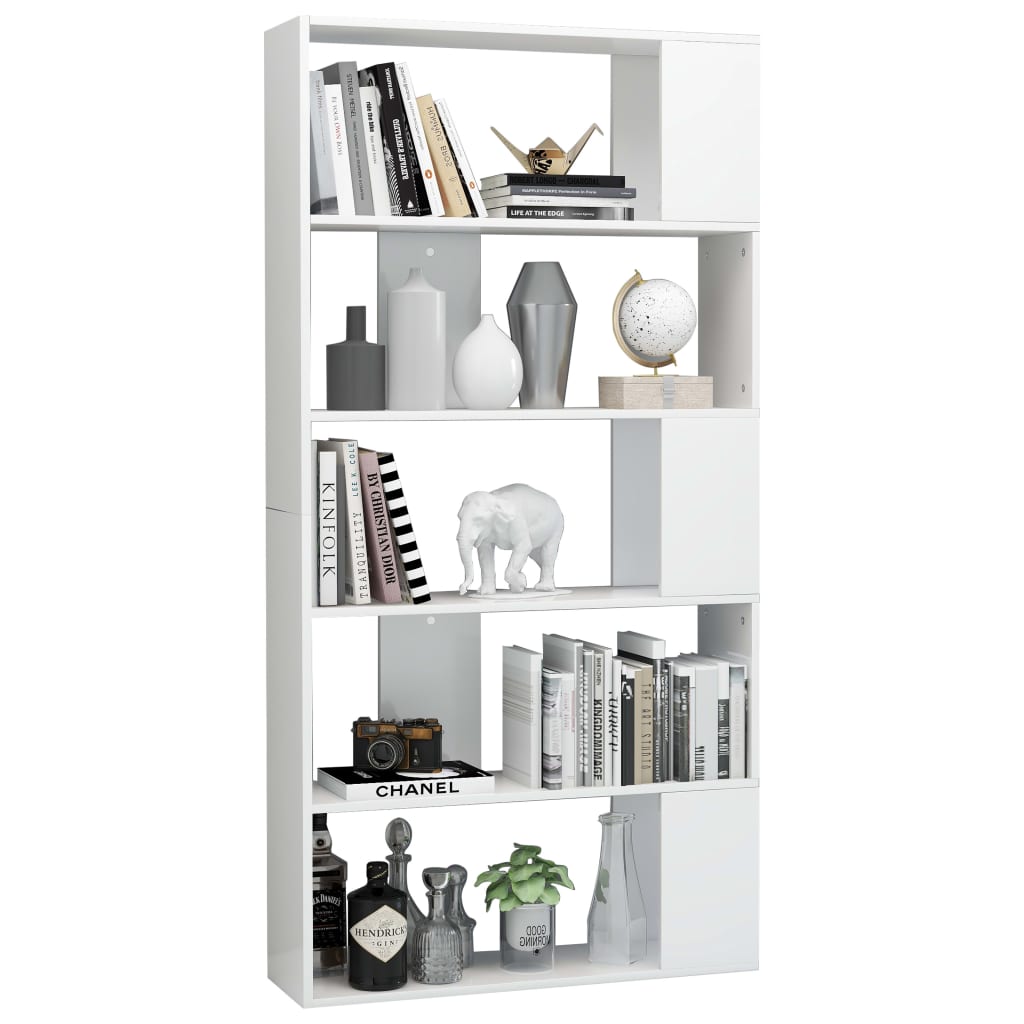 Book Cabinet/Room Divider High Gloss White 80x24x159 cm Engineered Wood