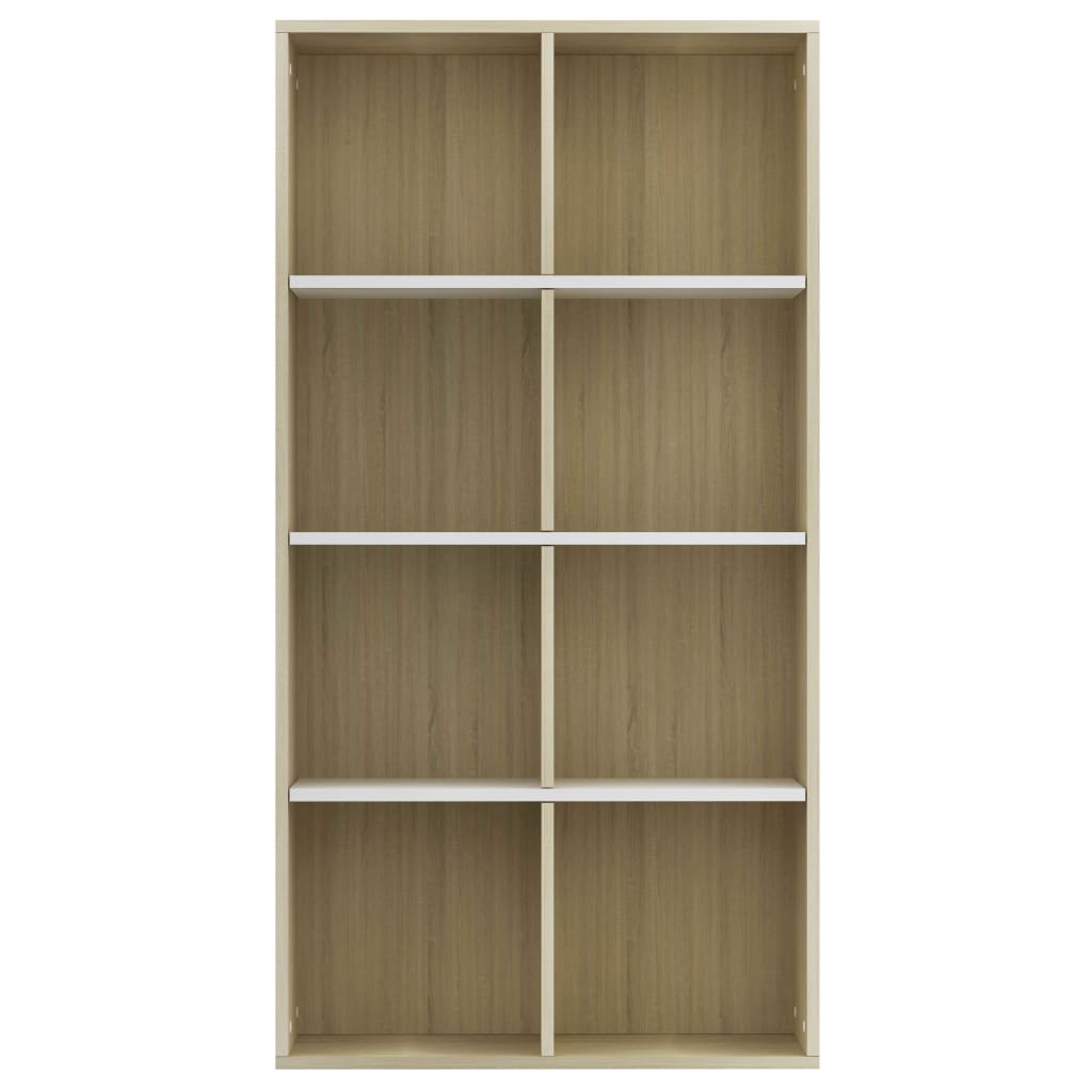 Book Cabinet/TV Cabinet White and Sonoma Oak 36x30x114 cm Engineered Wood