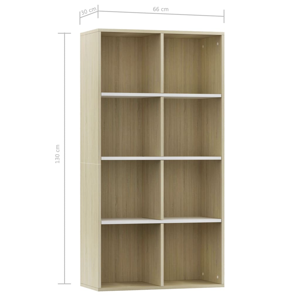 Book Cabinet/TV Cabinet White and Sonoma Oak 36x30x114 cm Engineered Wood
