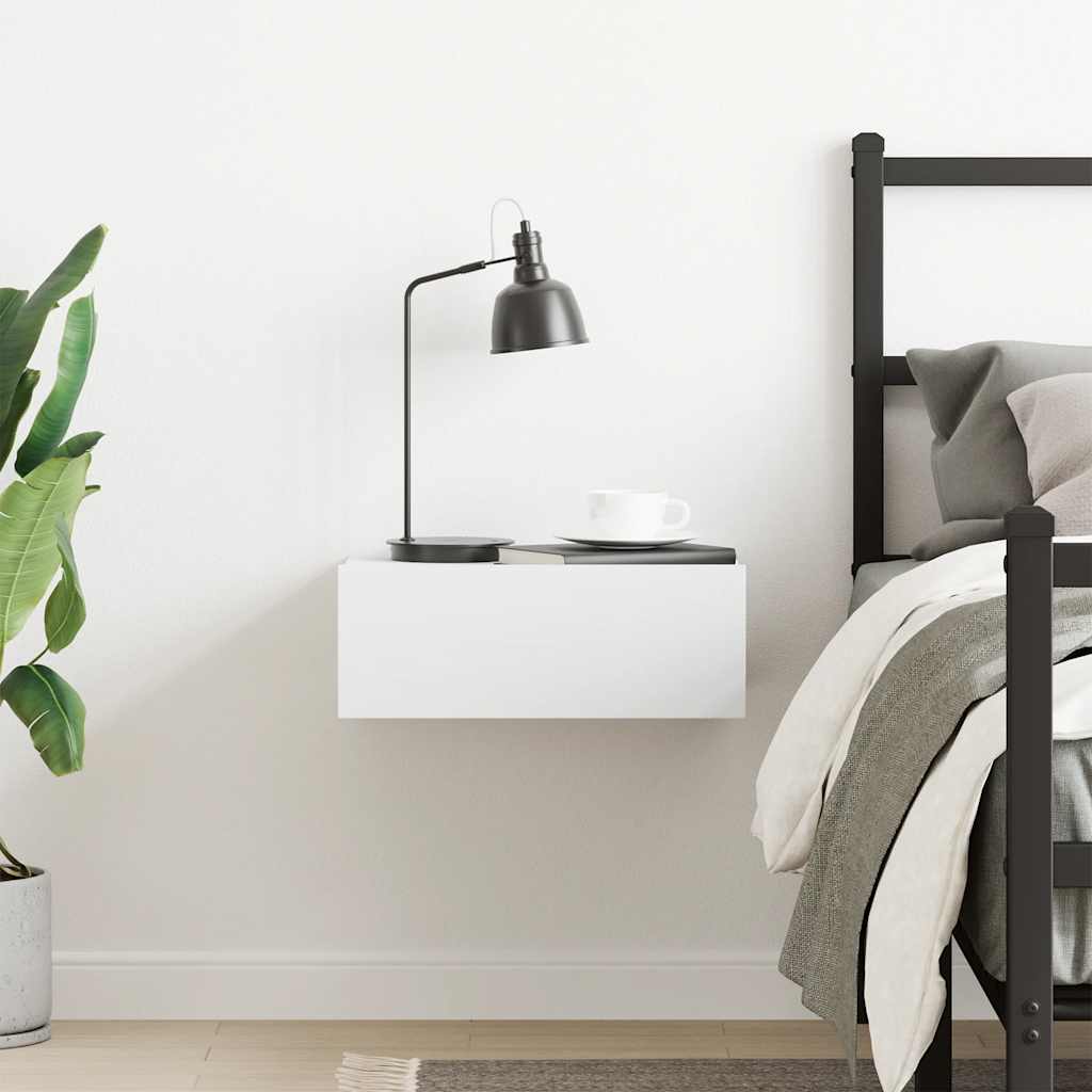 Floating Nightstand White 40x30x15cm Engineered Wood