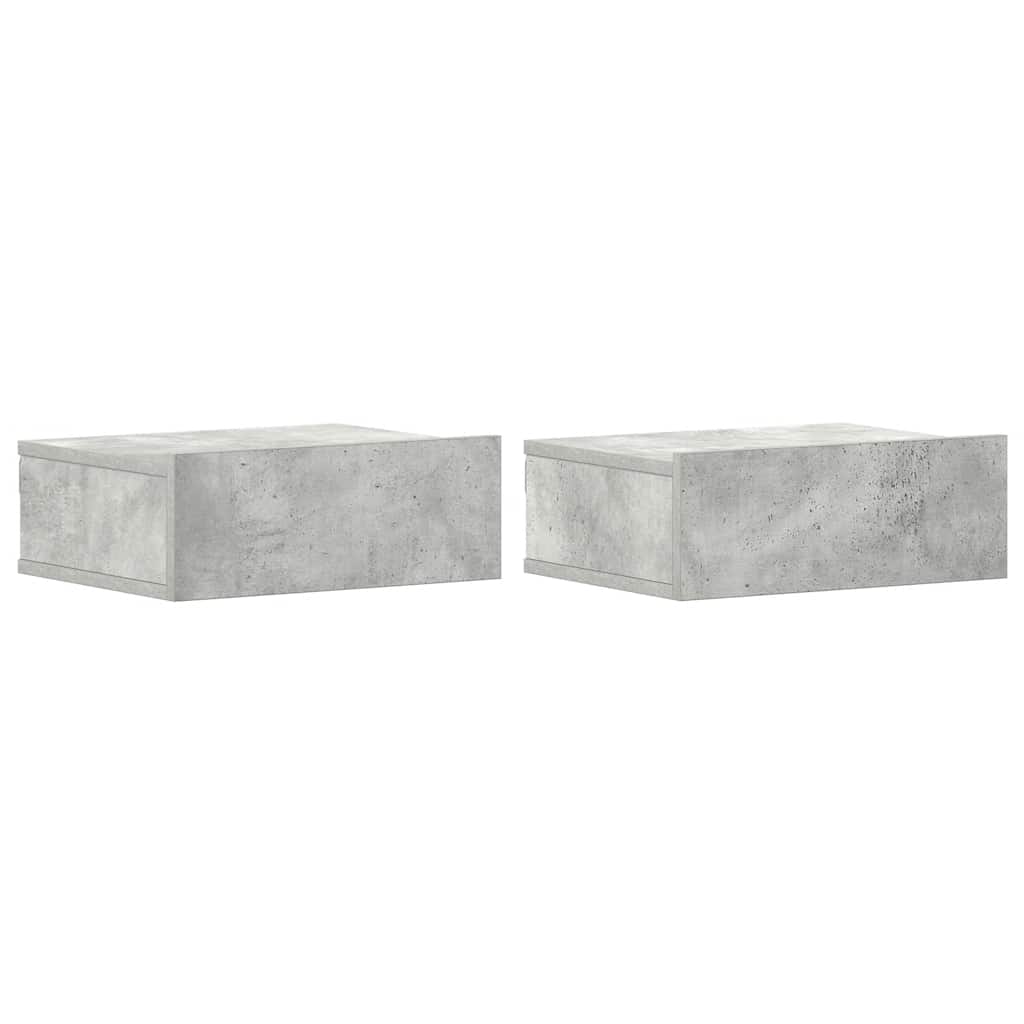 Floating Nightstands 2 pcs Concrete Grey 40x30x15 cm Engineered Wood