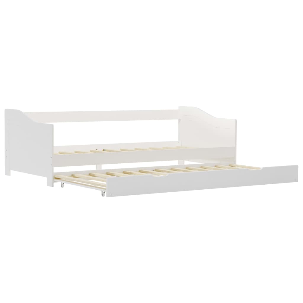 Pull-out Sofa Bed Frame without Mattress White Pinewood 90x200 cm