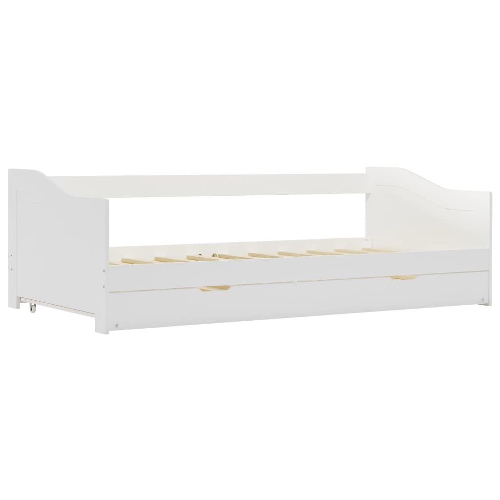 Pull-out Sofa Bed Frame without Mattress White Pinewood 90x200 cm