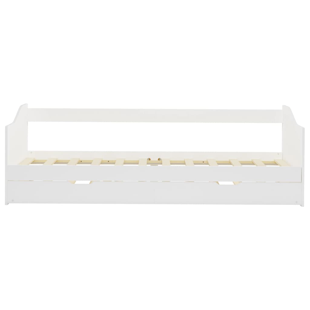 Pull-out Sofa Bed Frame without Mattress White Pinewood 90x200 cm