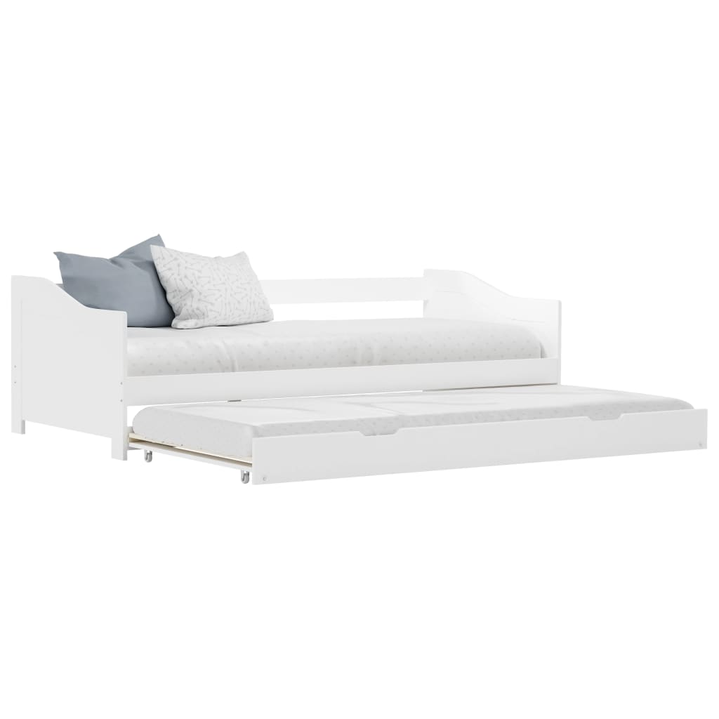 Pull-out Sofa Bed Frame without Mattress White Pinewood 90x200 cm