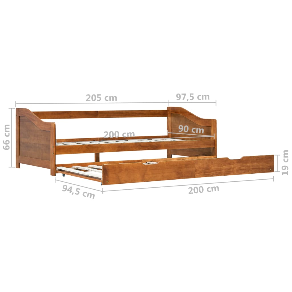Pull-out Sofa Bed Frame without Mattress Honey Brown 90x200 cm