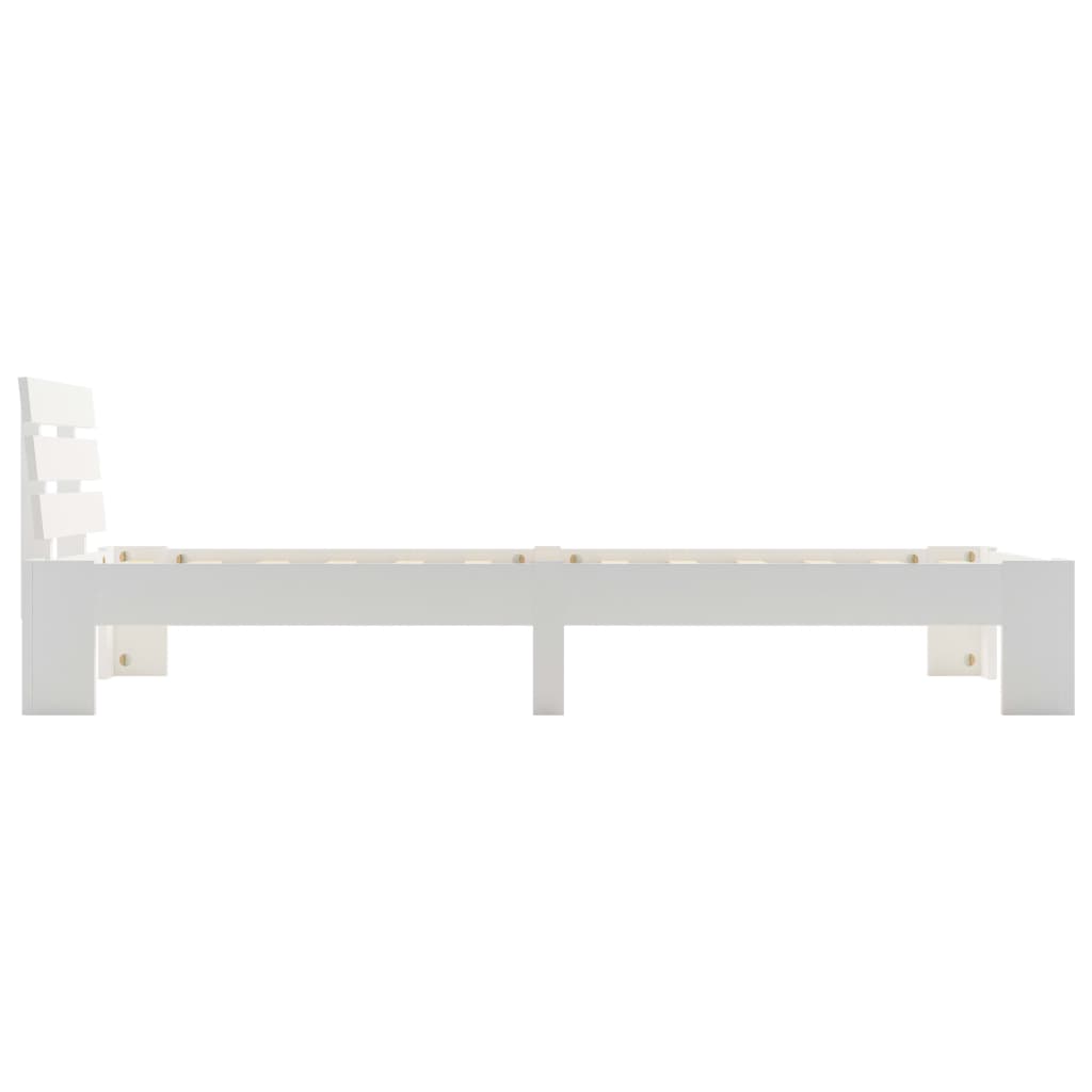 Bed Frame without Mattress White Solid Pine Wood 90x200 cm