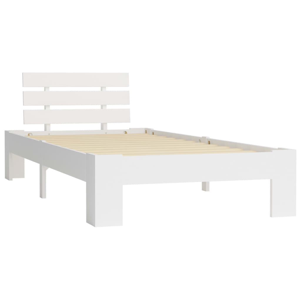 Bed Frame without Mattress White Solid Pine Wood 100x200 cm