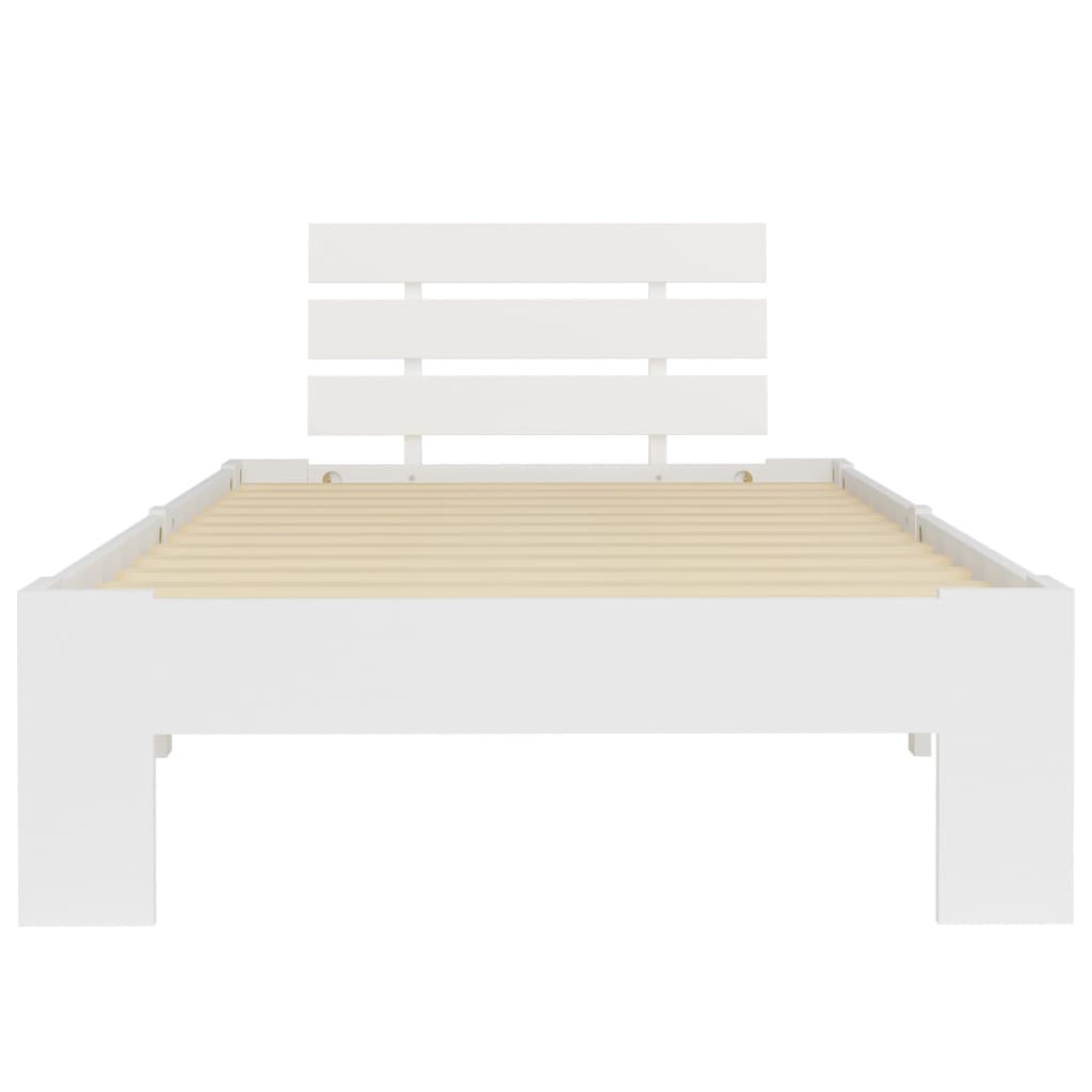 Bed Frame without Mattress White Solid Pine Wood 100x200 cm