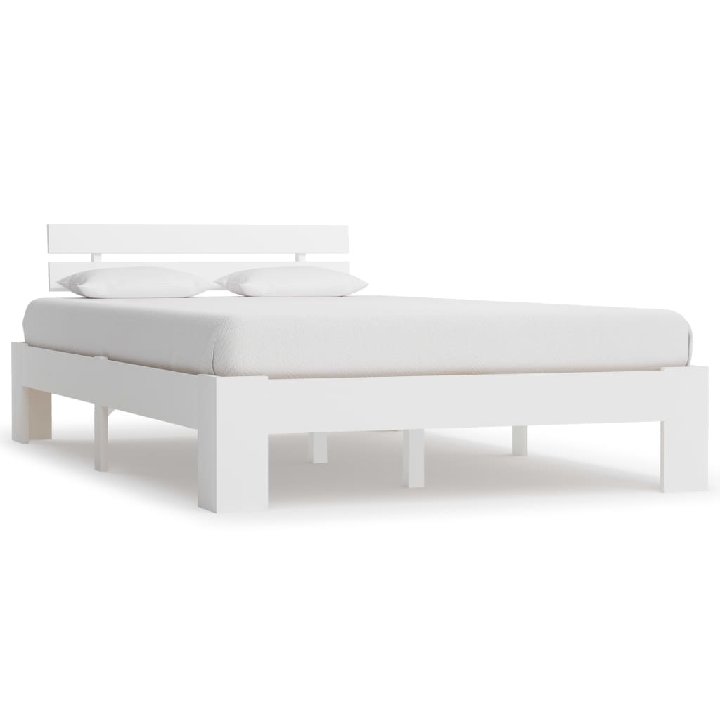 Bed Frame without Mattress White Solid Pine Wood 120x200 cm