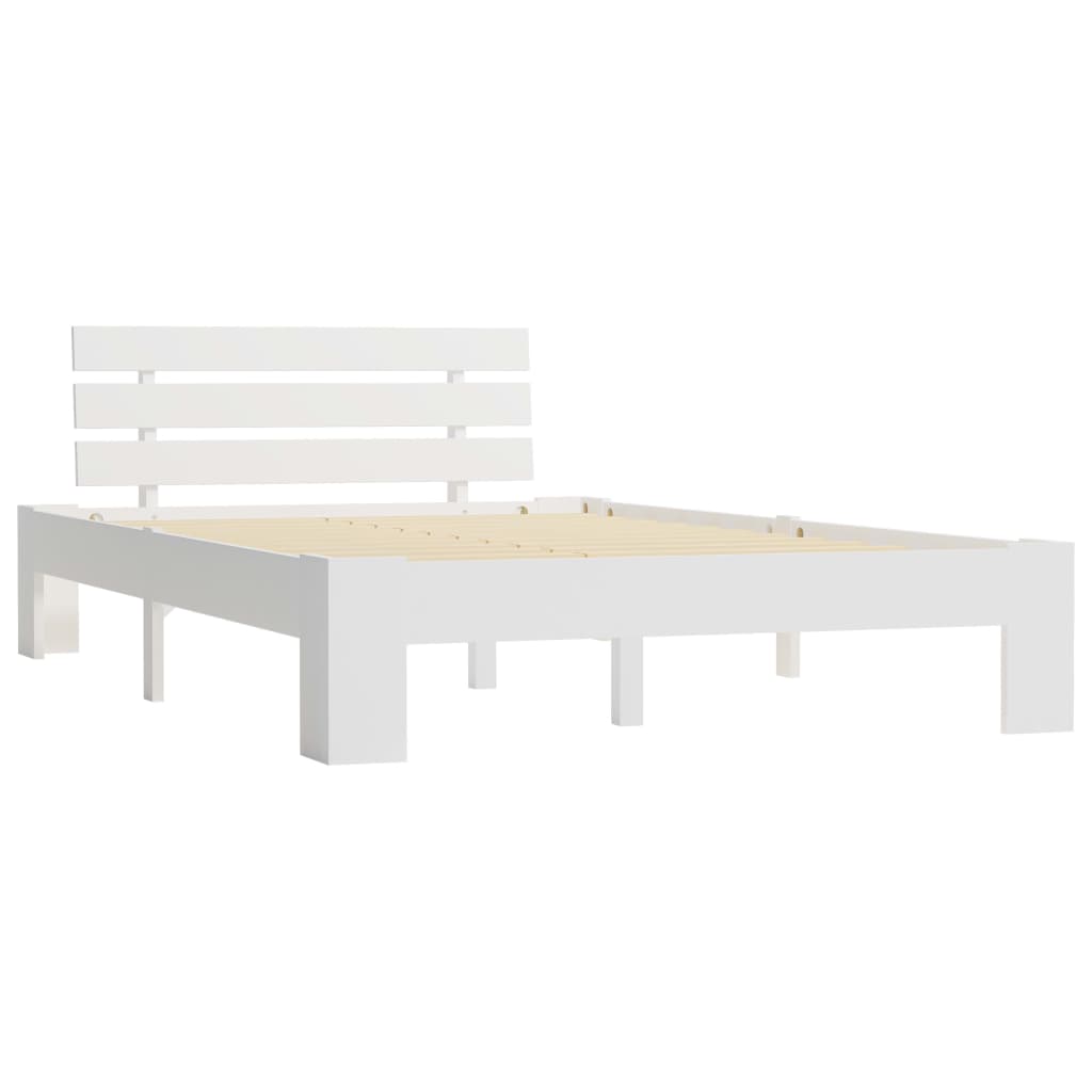 Bed Frame without Mattress White Solid Pine Wood 120x200 cm