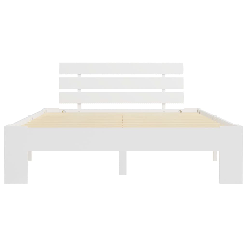 Bed Frame without Mattress White Solid Pine Wood 120x200 cm