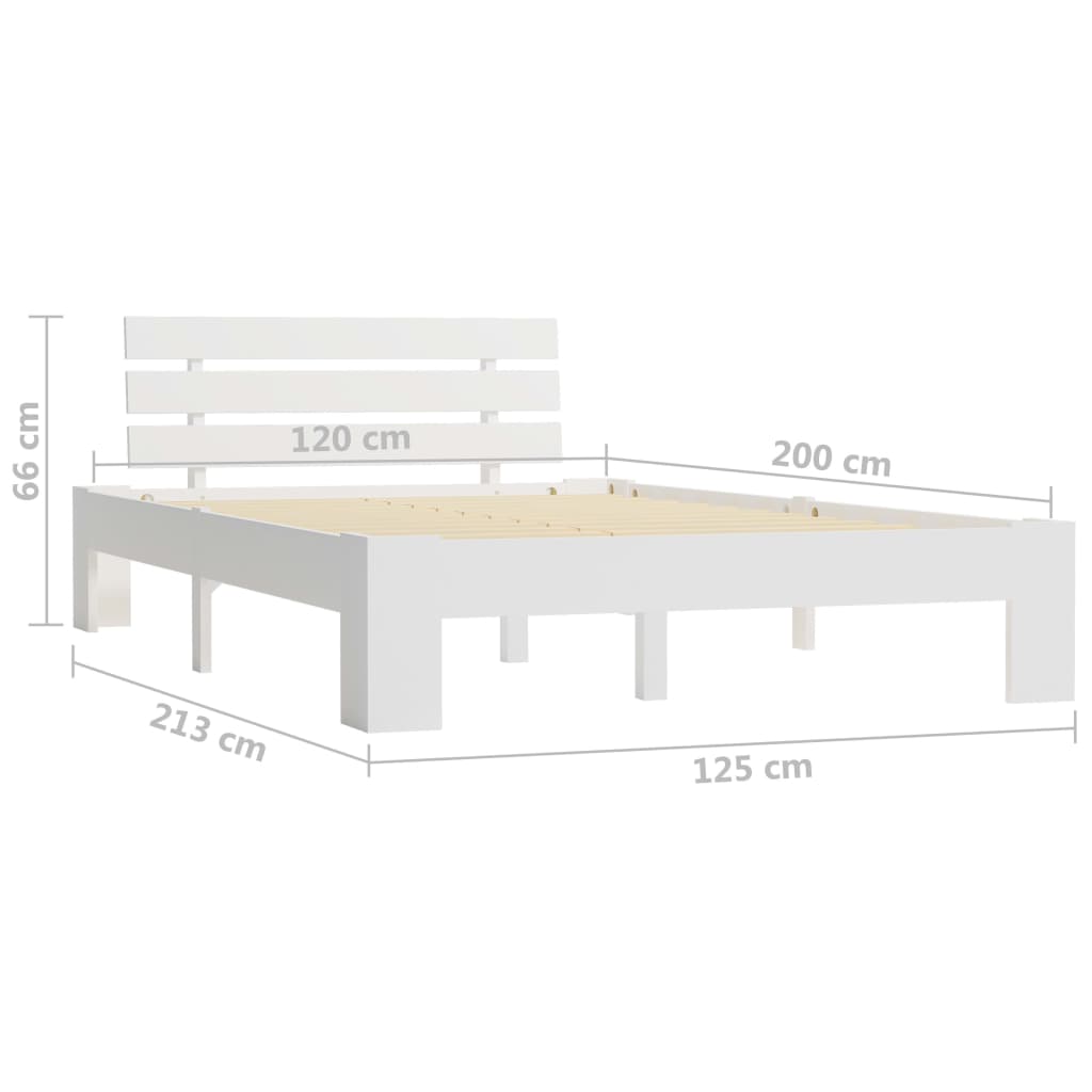 Bed Frame without Mattress White Solid Pine Wood 120x200 cm