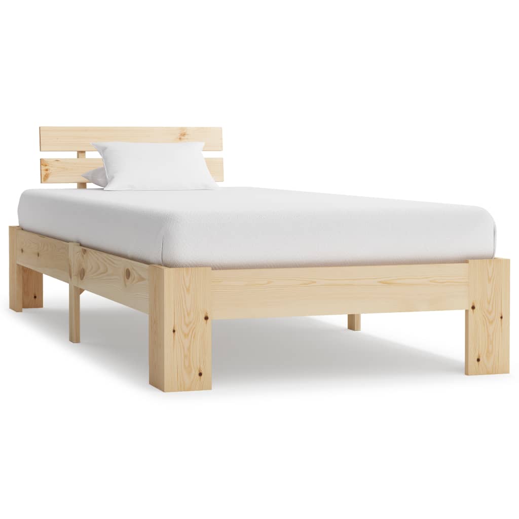 Bed Frame without Mattress Solid Pine Wood 100x200 cm