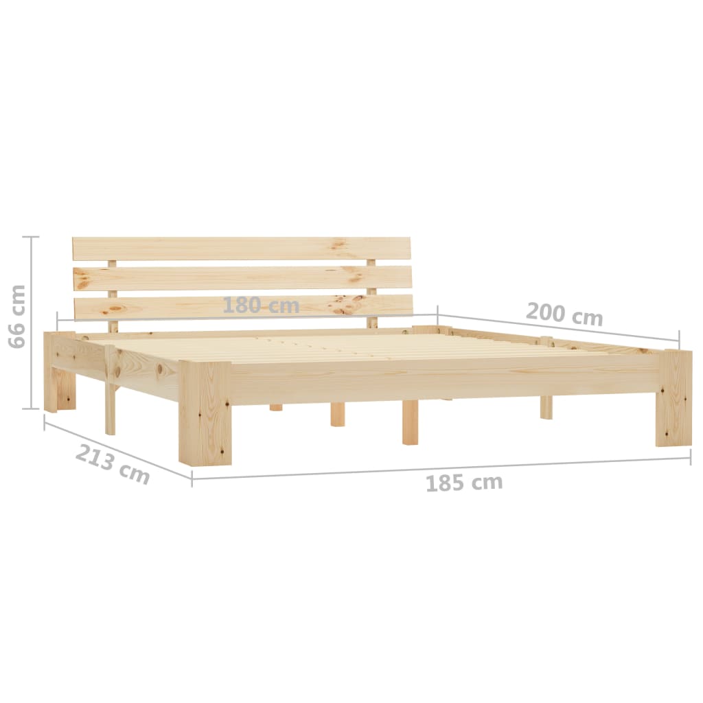 Bed Frame without Mattress 180x200cm Solid Wood Pine
