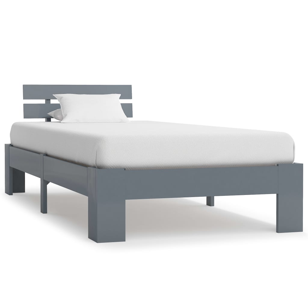 Bed Frame without Mattress Grey Solid Pine Wood 100x200 cm