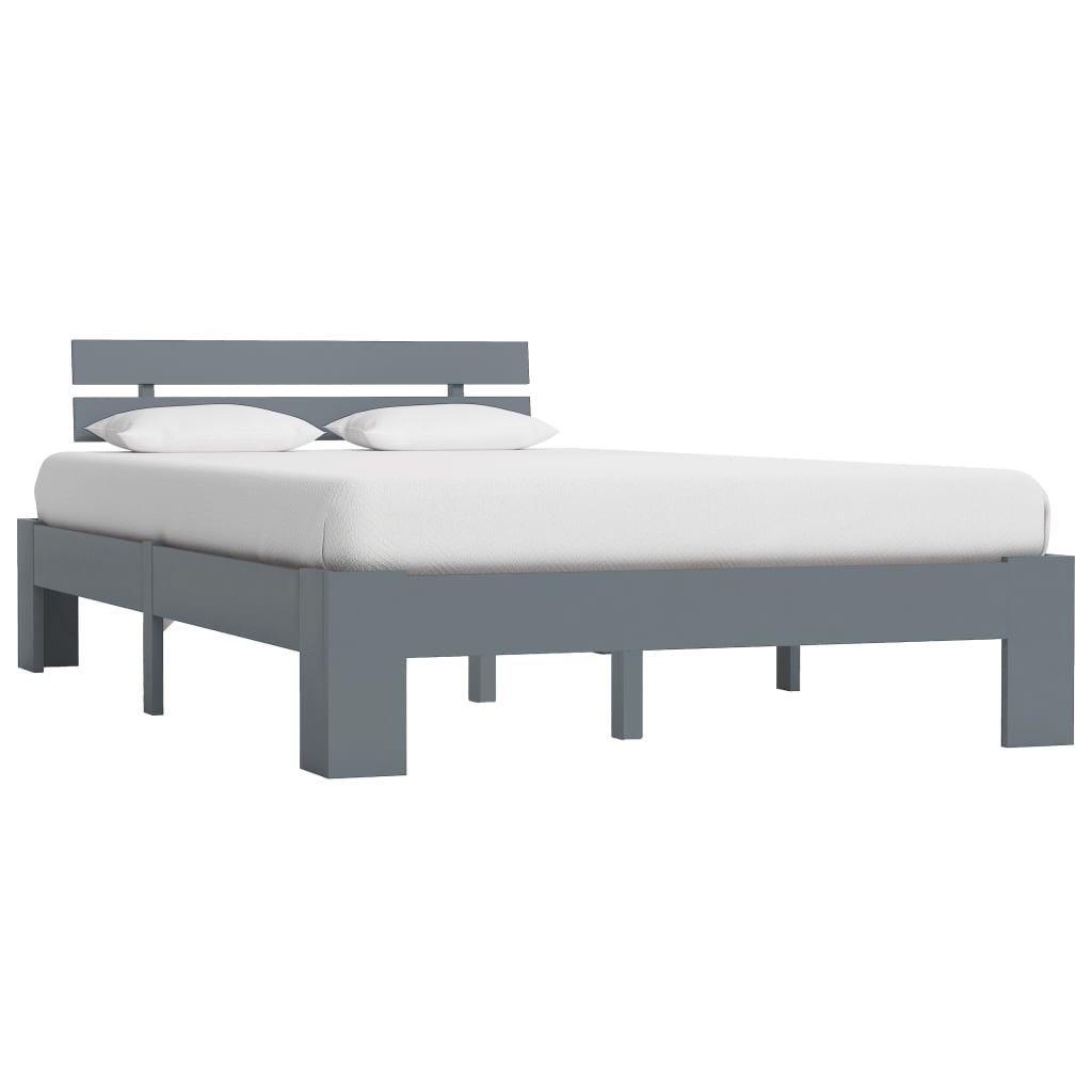 Bed Frame without Mattress Grey Solid Pine Wood 120x200 cm