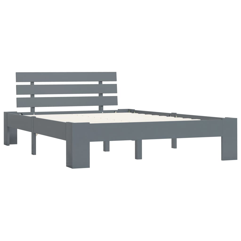 Bed Frame without Mattress Grey Solid Pine Wood 120x200 cm
