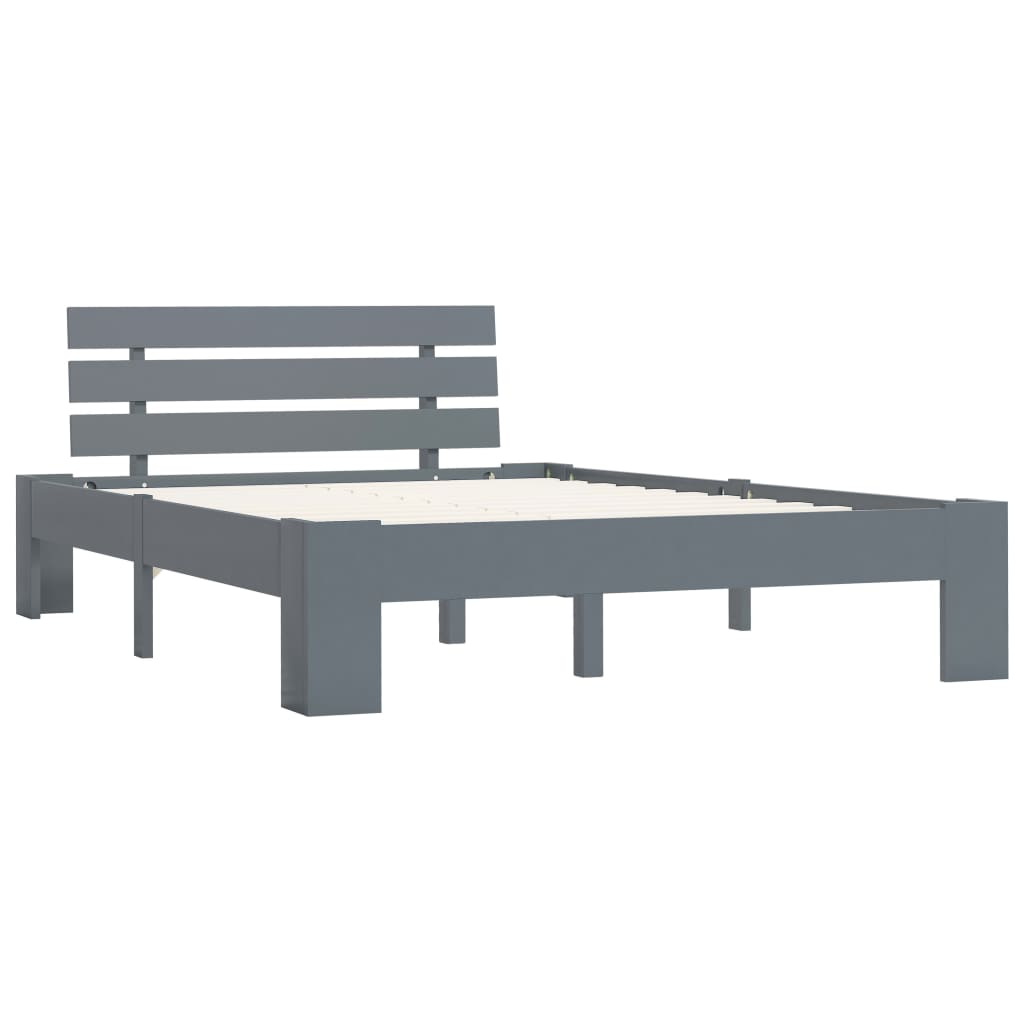Bed Frame without Mattress Grey Solid Pine Wood 140x200 cm