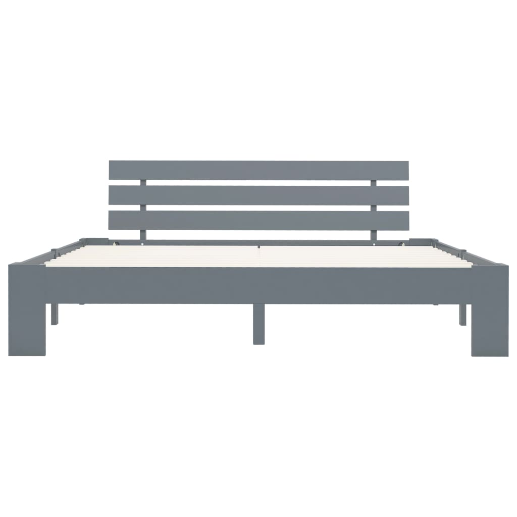 Bed Frame without Mattress Grey Solid Pine Wood 180x200 cm Super King