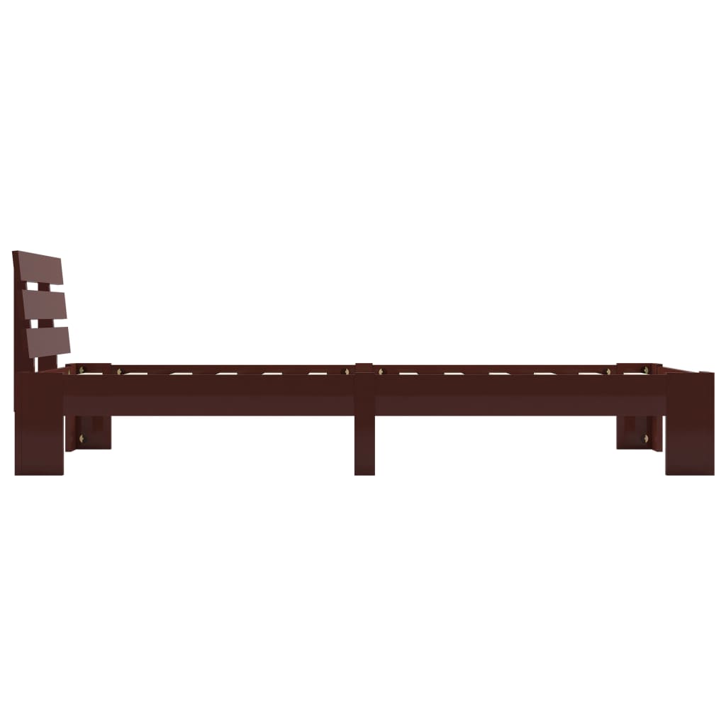Bed Frame without Mattress Dark Brown Solid Pine Wood 90x200 cm