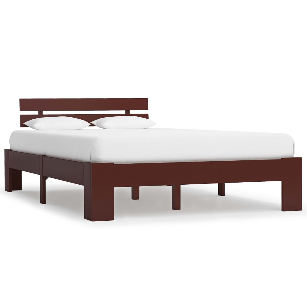 Bed Frame without Mattress Dark Brown Solid Pine Wood 120x200 cm