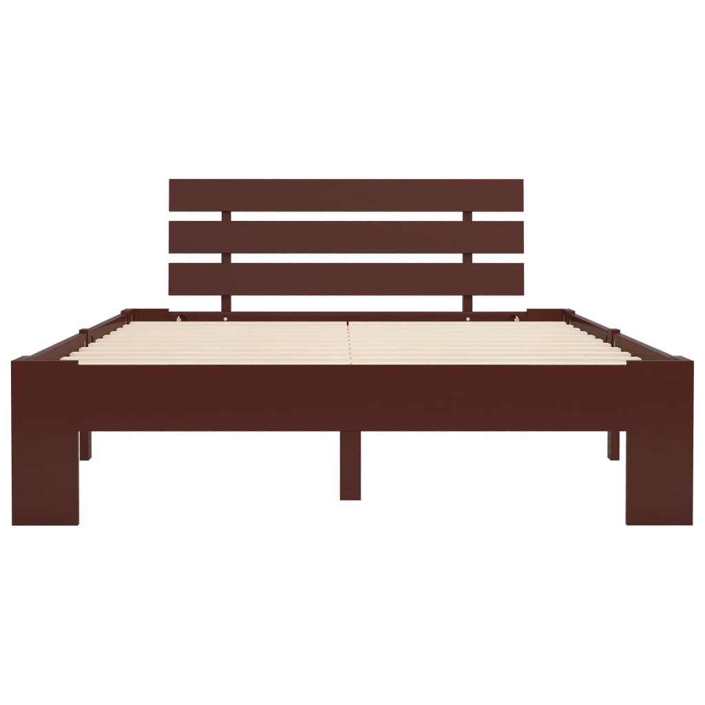Bed Frame without Mattress Dark Brown Solid Pine Wood 120x200 cm