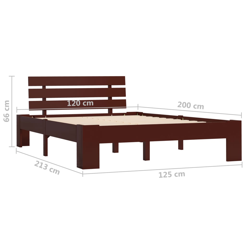 Bed Frame without Mattress Dark Brown Solid Pine Wood 120x200 cm