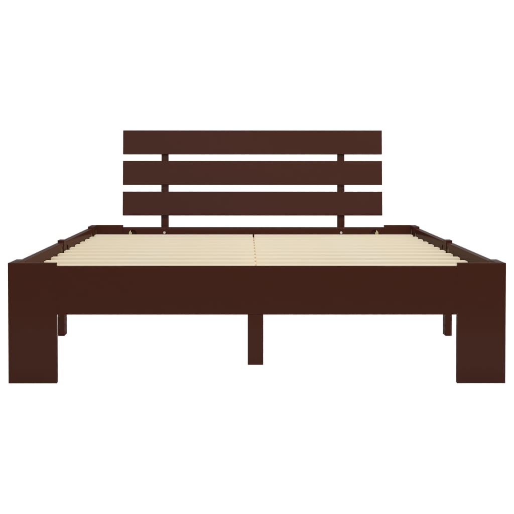 Bed Frame without Mattress Dark Brown Solid Pine Wood 140x200 cm
