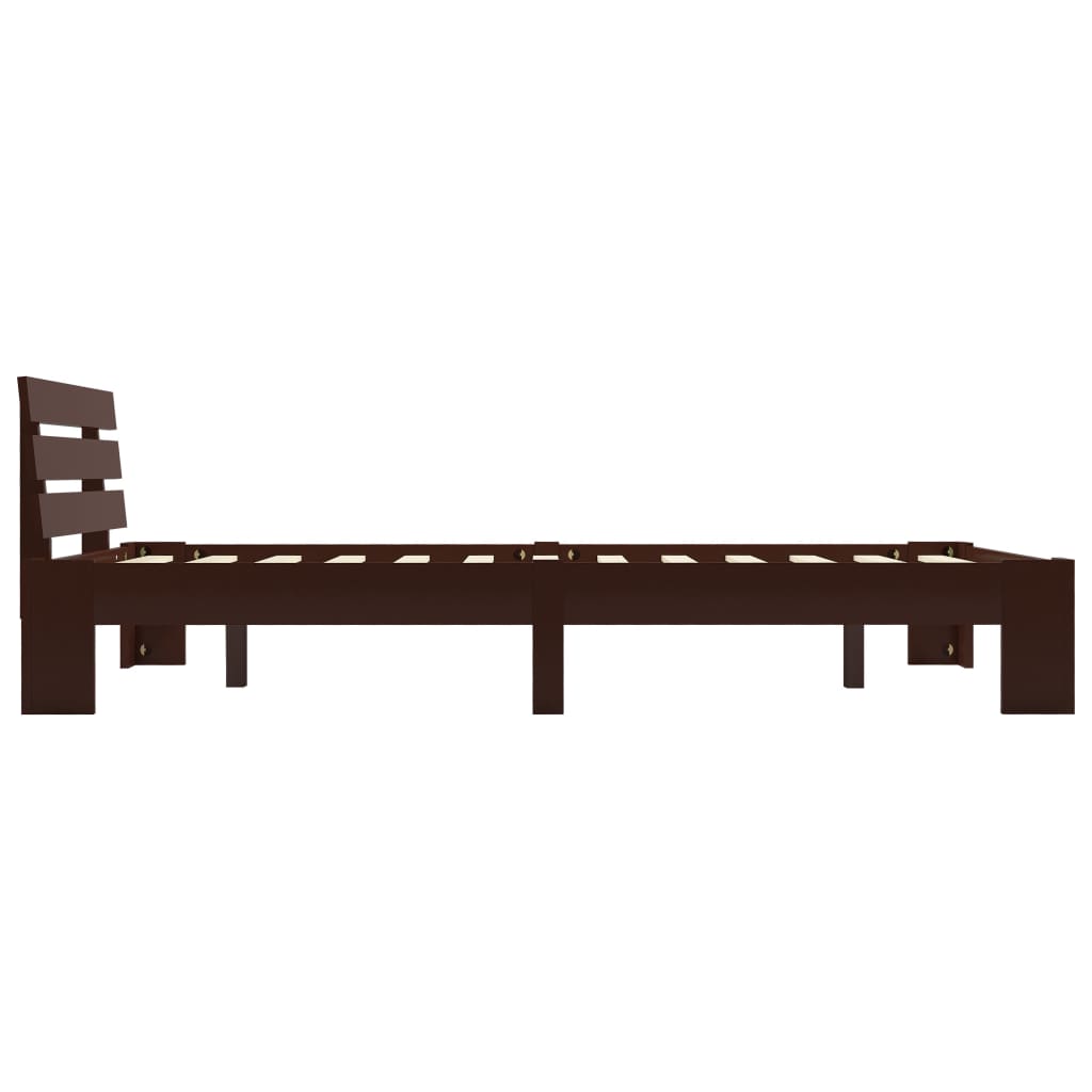Bed Frame without Mattress Dark Brown Solid Pine Wood 140x200 cm