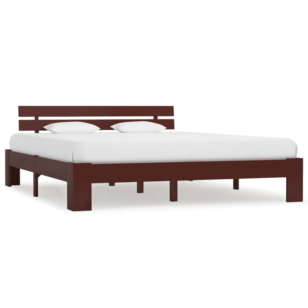 Bed Frame without Mattress Dark Brown Solid Pine Wood 160x200 cm