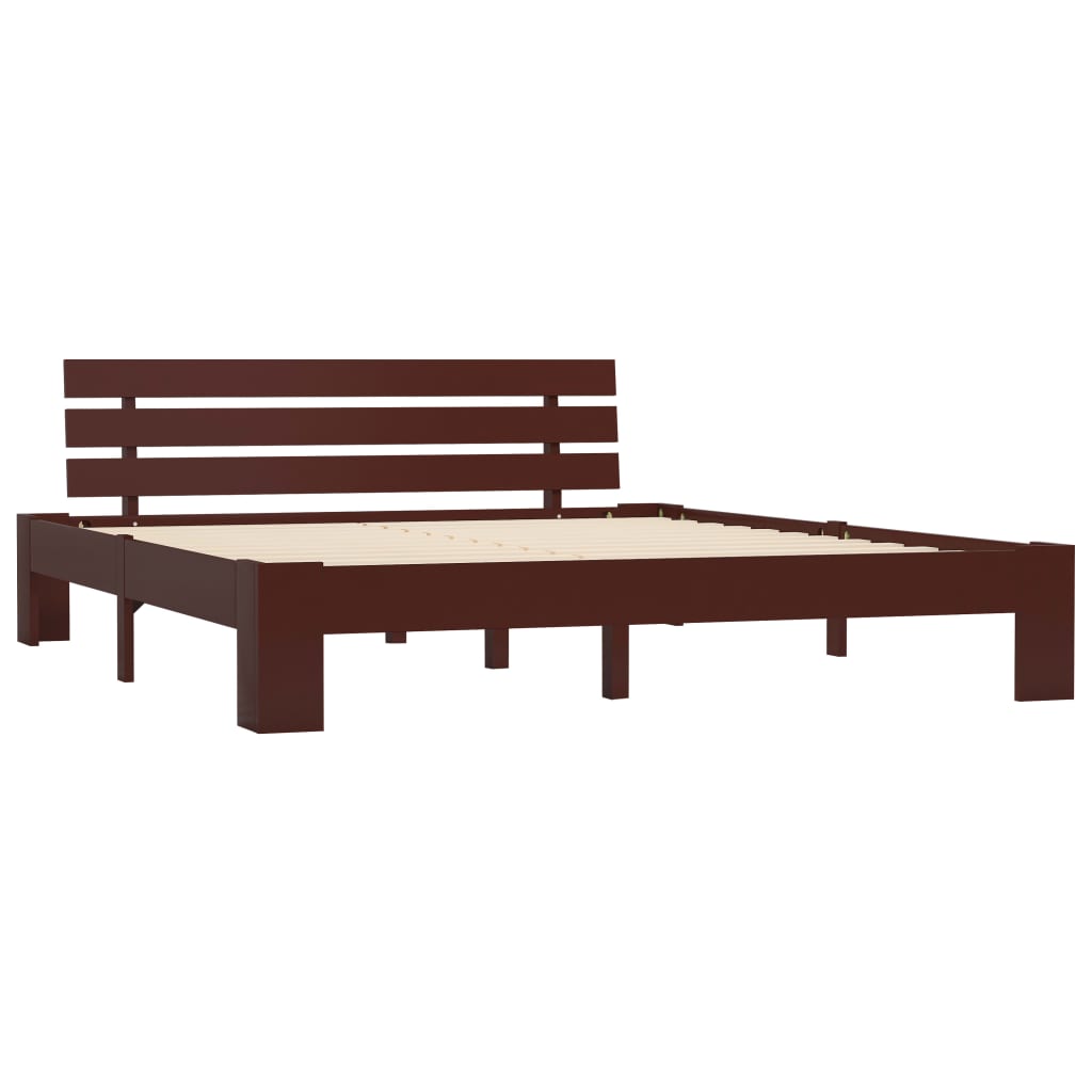 Bed Frame without Mattress Dark Brown Solid Pine Wood 160x200 cm