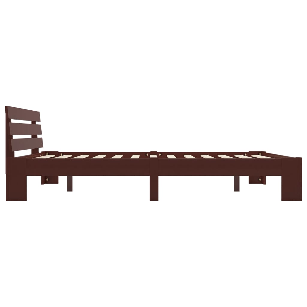 Bed Frame without Mattress Dark Brown Solid Pine Wood 160x200 cm