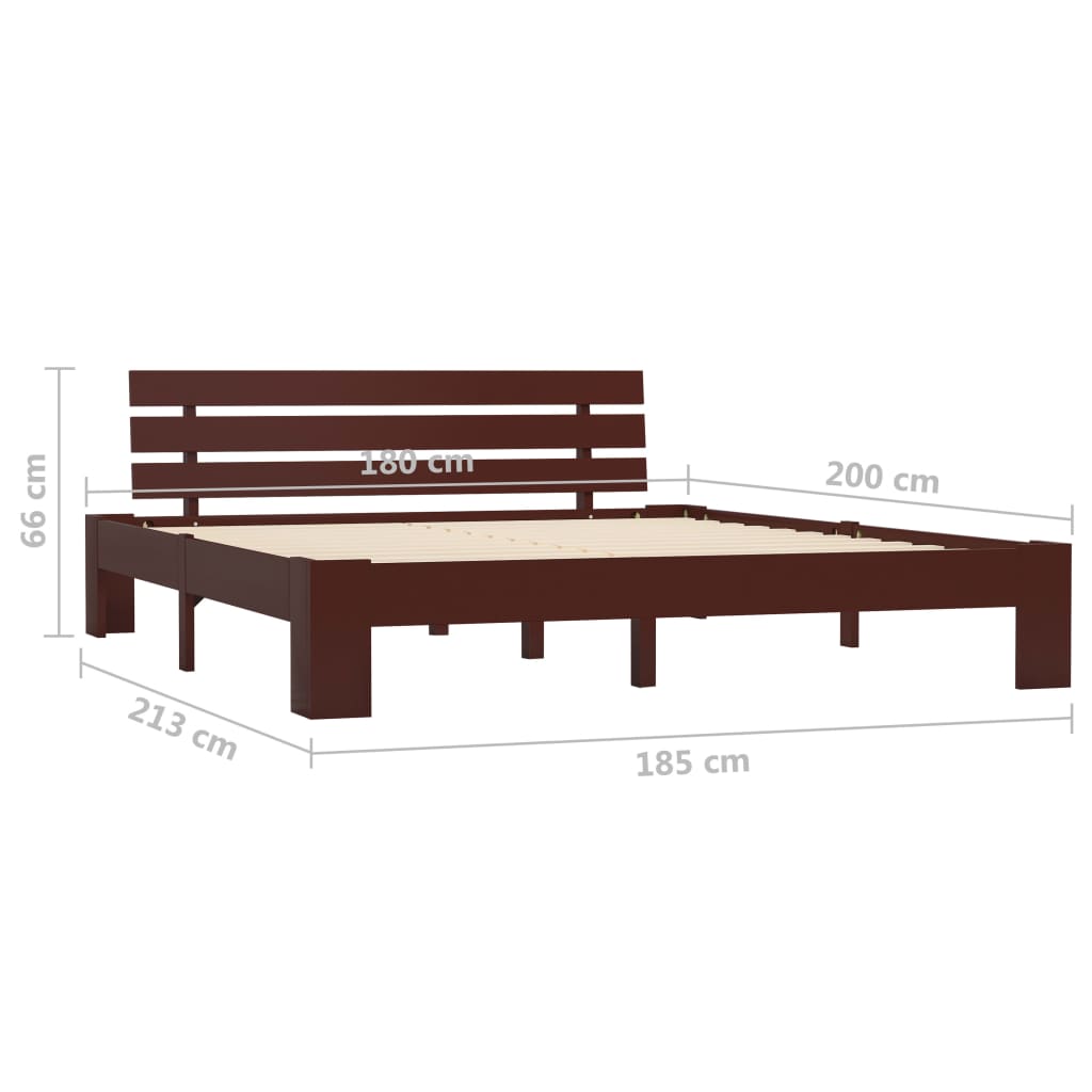 Bed Frame without Mattress Dark Brown 180x200 cm Solid Wood Pine
