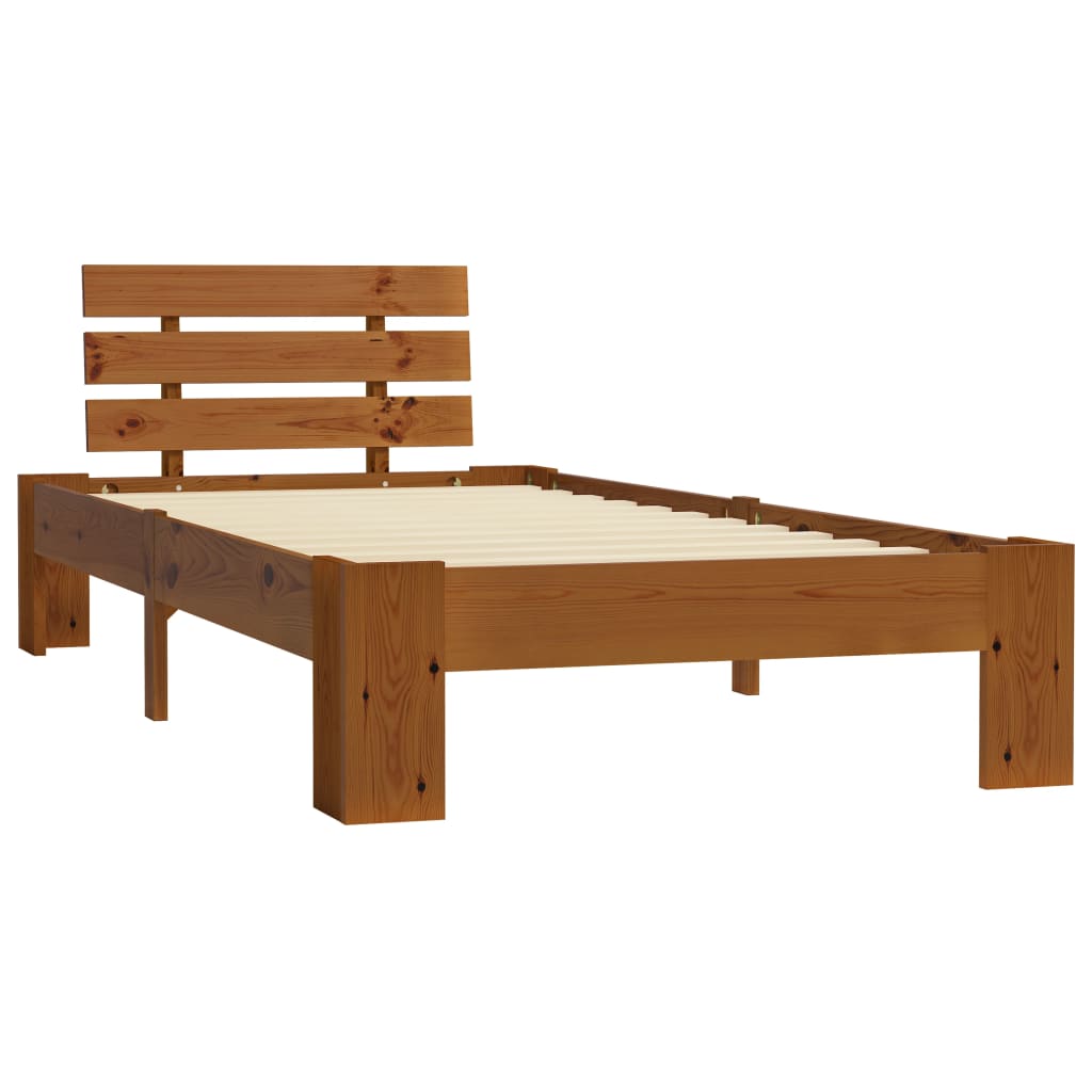 Bed Frame without Mattress Honey Brown 100x200cm Solid Wood Pine