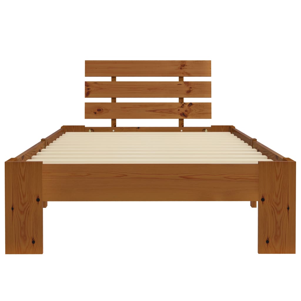 Bed Frame without Mattress Honey Brown 100x200cm Solid Wood Pine