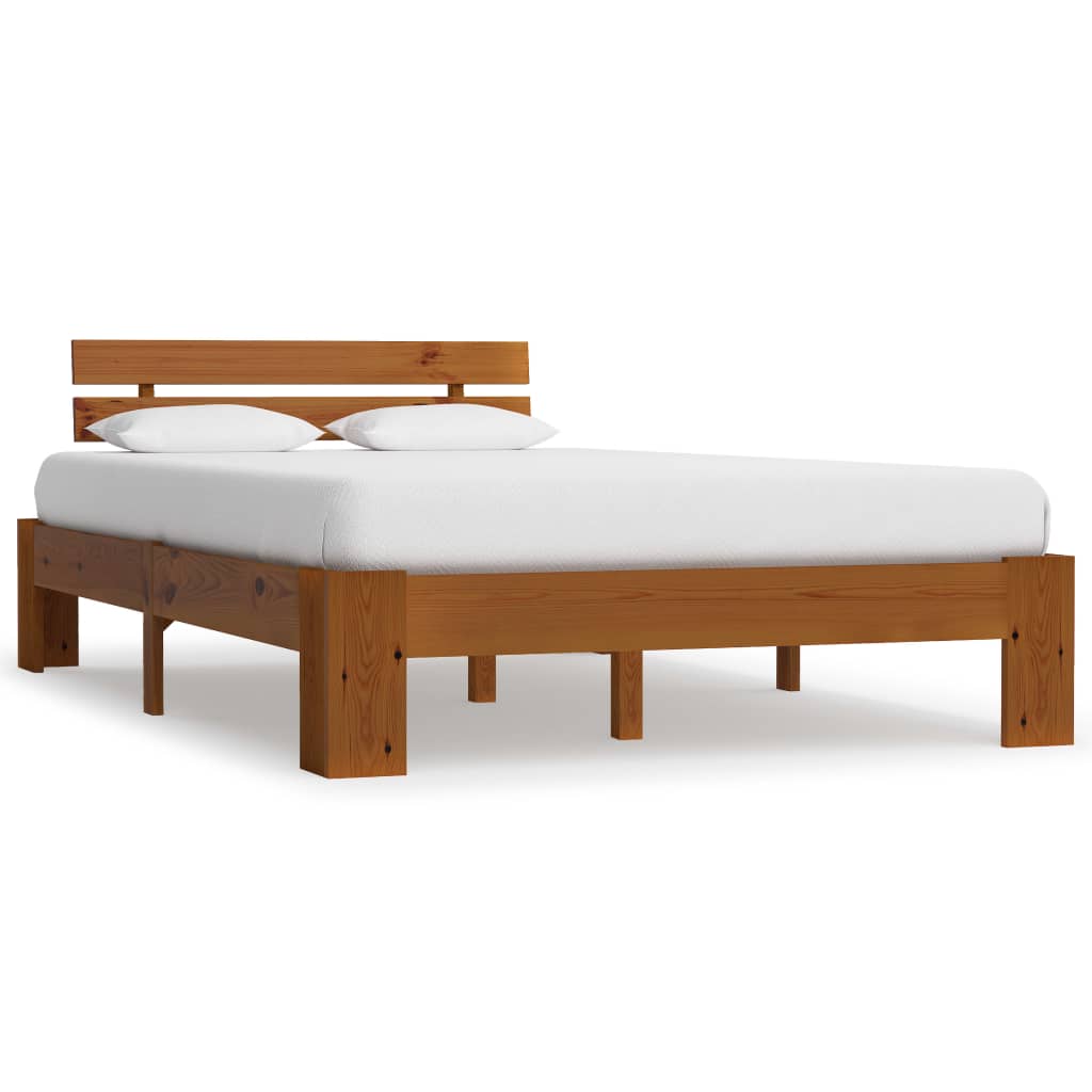 Bed Frame without Mattress Honey Brown 140x200cm Solid Wood Pine