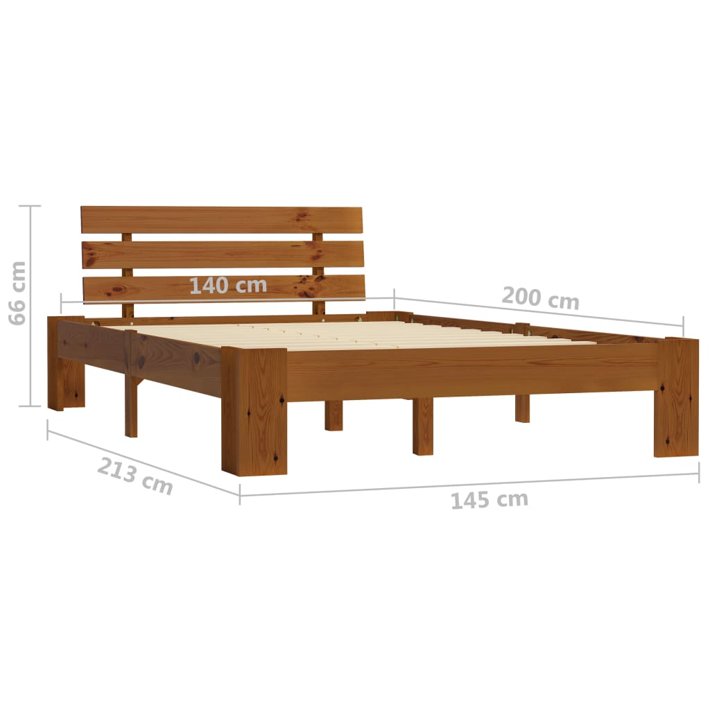 Bed Frame without Mattress Honey Brown 140x200cm Solid Wood Pine