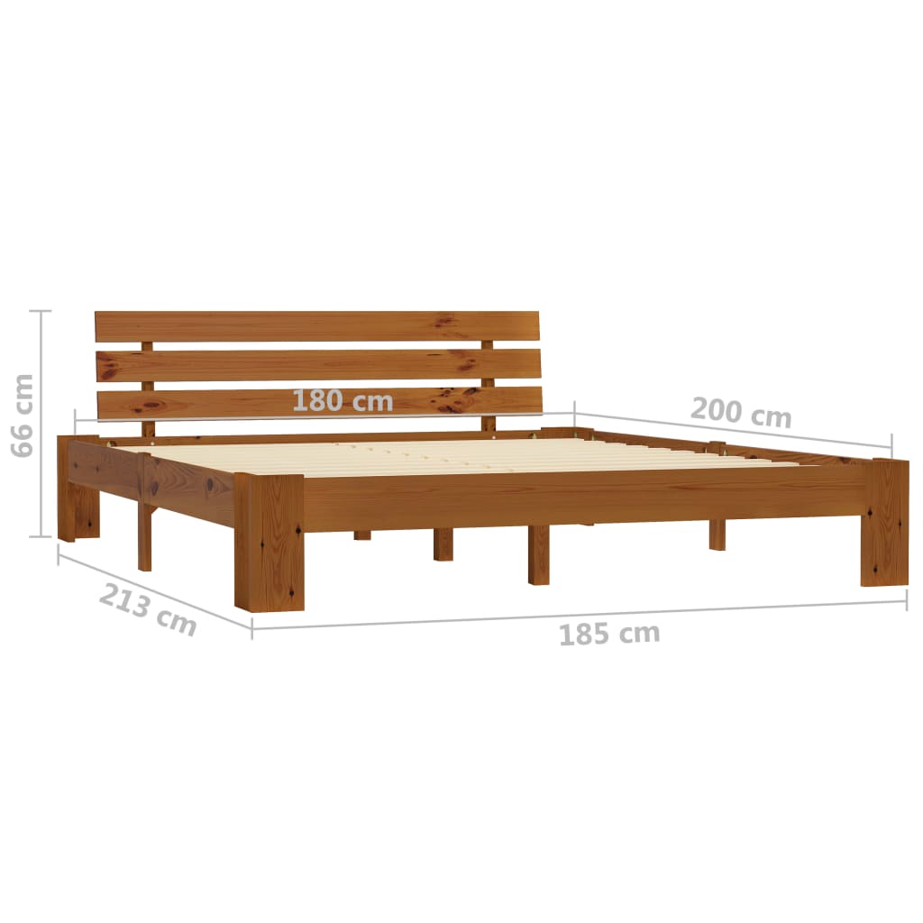 Bed Frame without Mattress Honey Brown 180x200cm Solid Wood Pine
