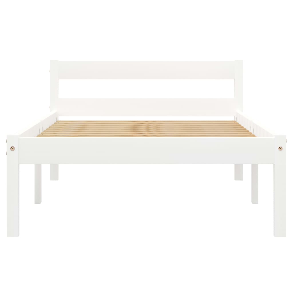 Bed Frame without Mattress White Solid Pine Wood 90x200 cm