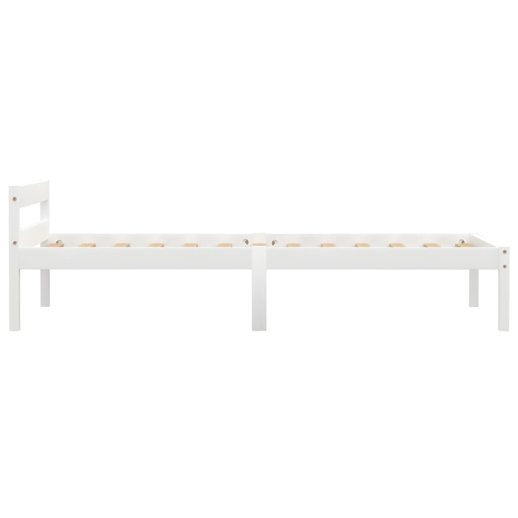 Bed Frame without Mattress White Solid Pine Wood 90x200 cm