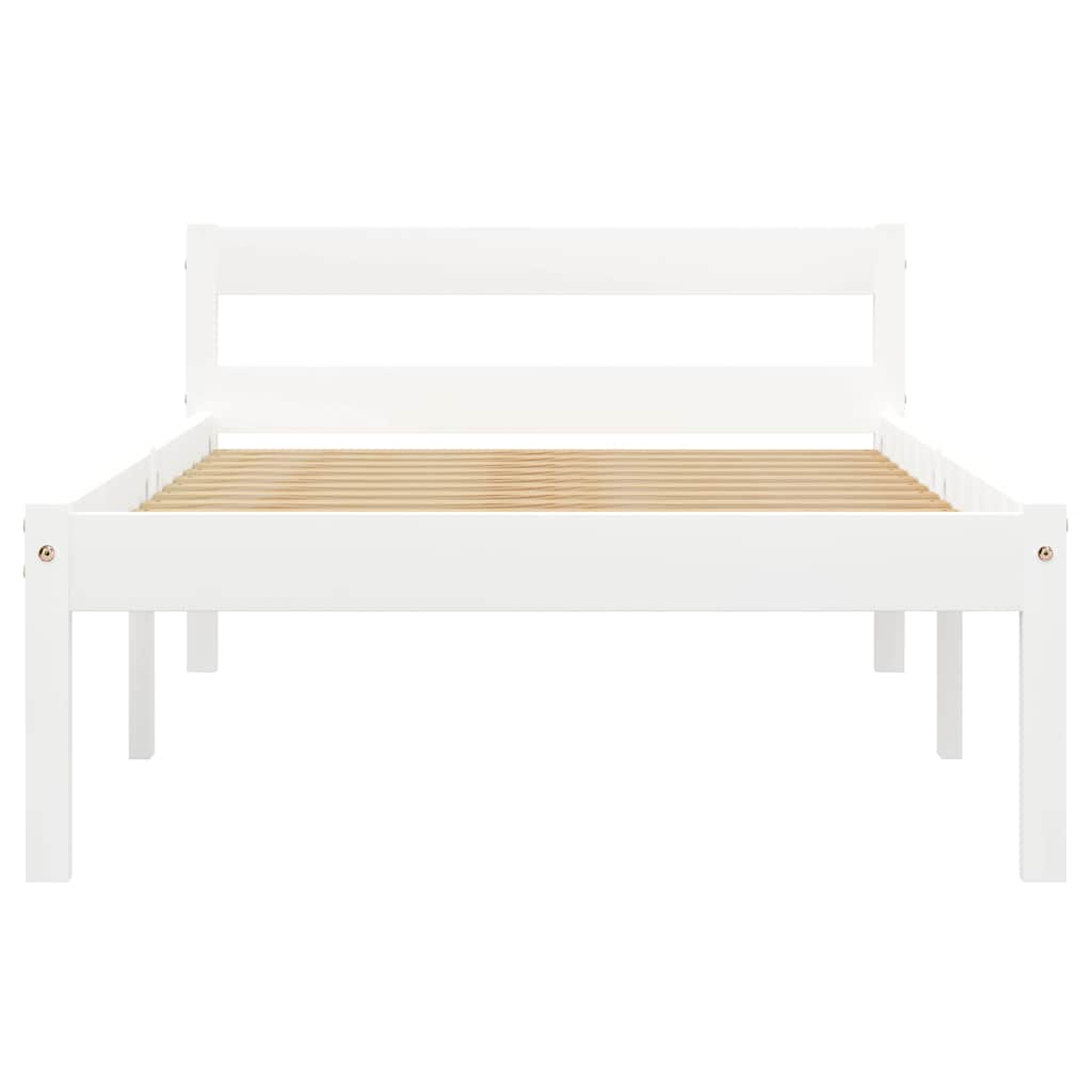 Bed Frame without Mattress White Solid Pine Wood 100x200 cm