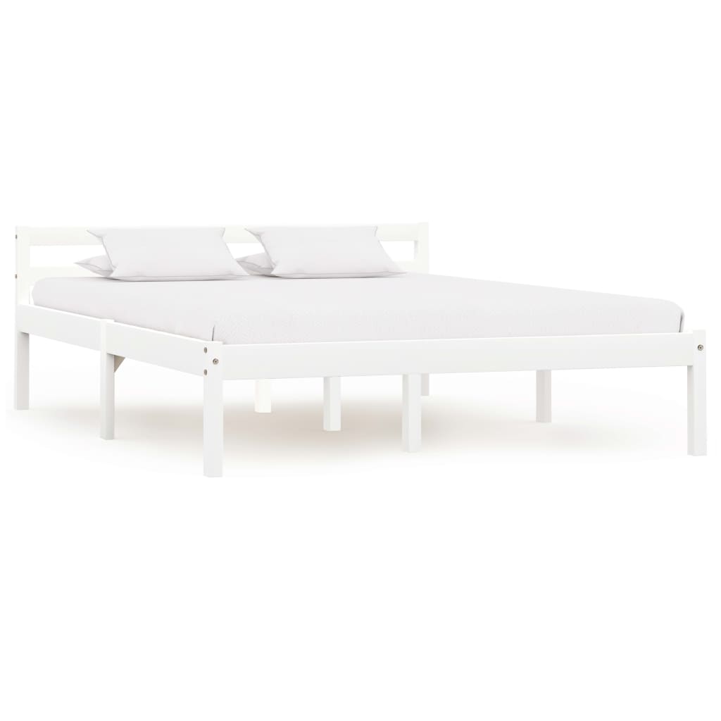 Bed Frame without Mattress White Solid Pine Wood 140x200 cm
