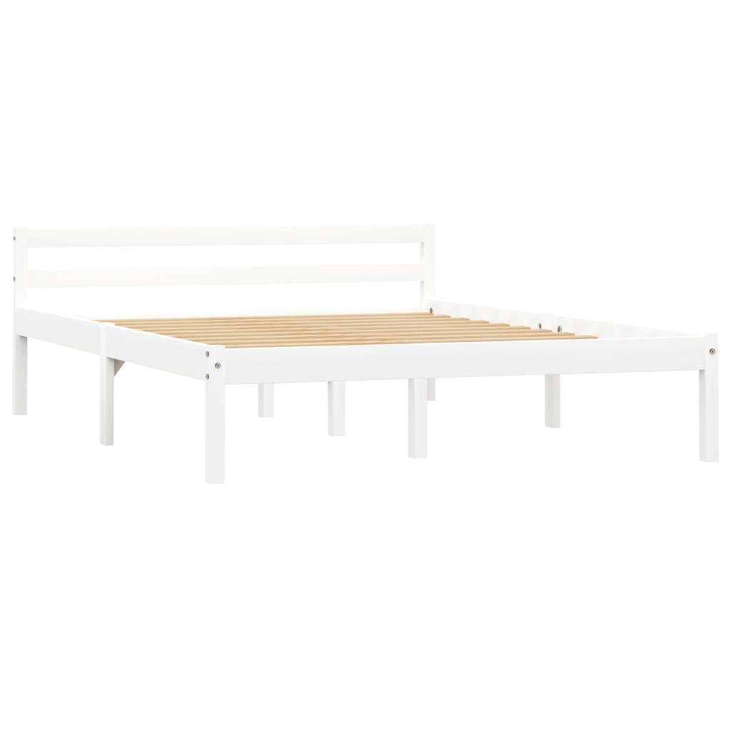 Bed Frame without Mattress White Solid Pine Wood 140x200 cm