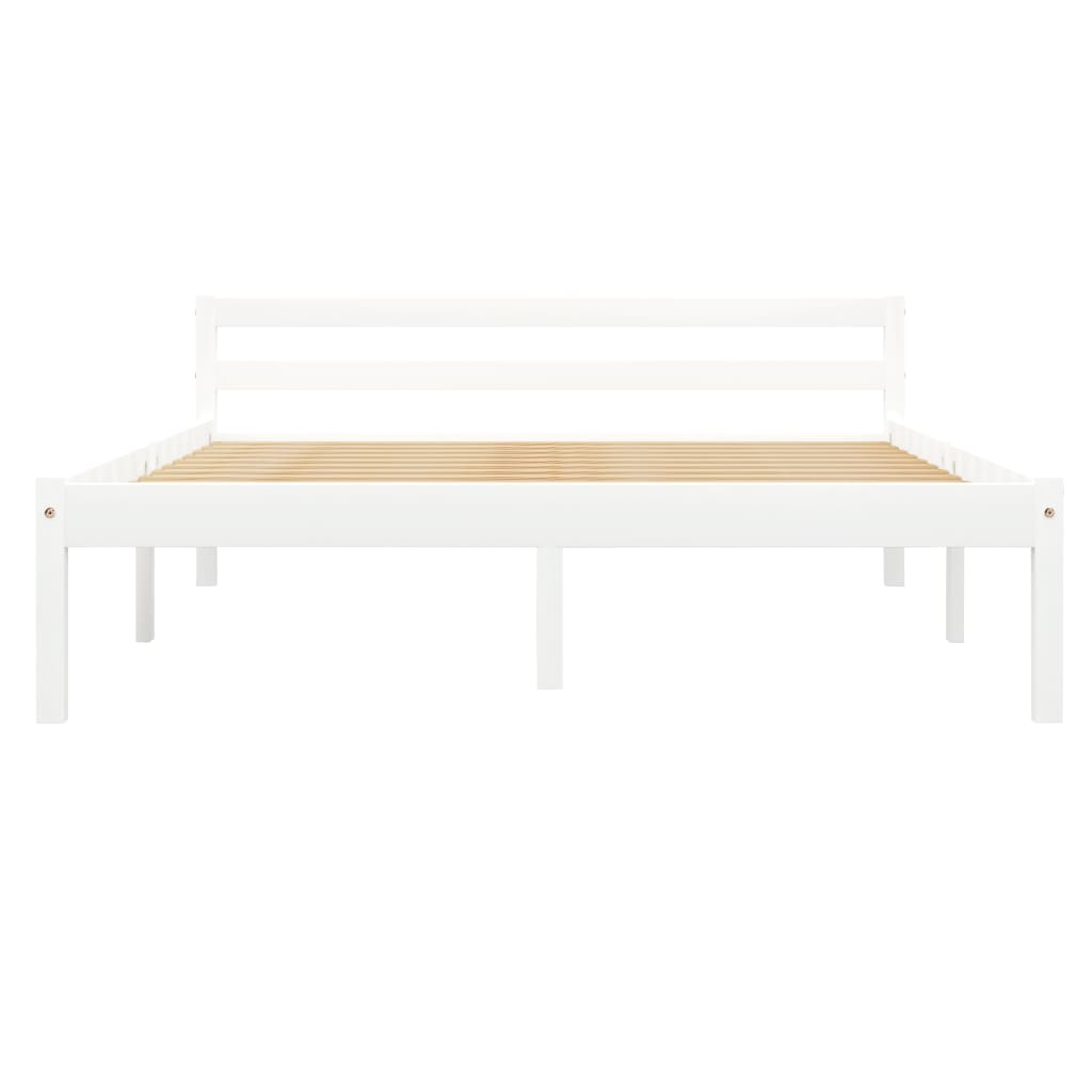 Bed Frame without Mattress White Solid Pine Wood 140x200 cm