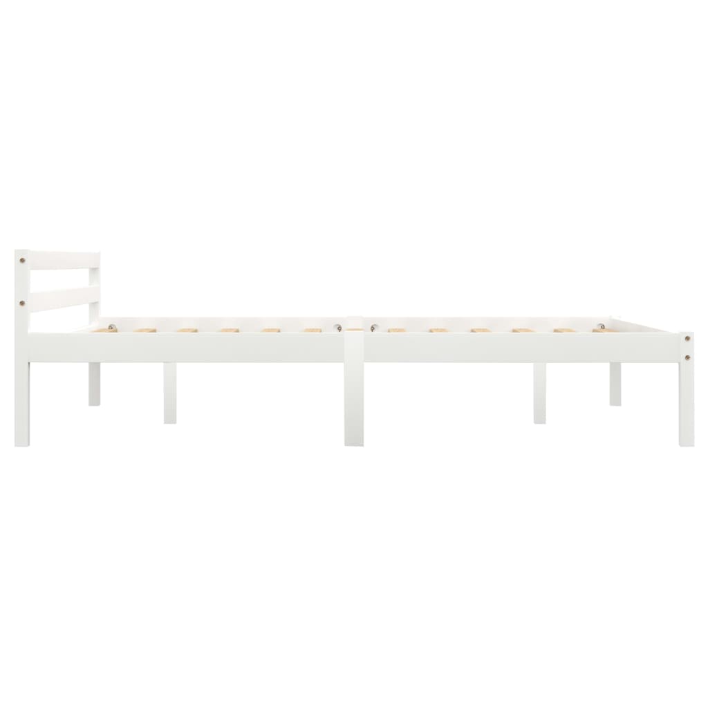 Bed Frame without Mattress White Solid Pine Wood 140x200 cm